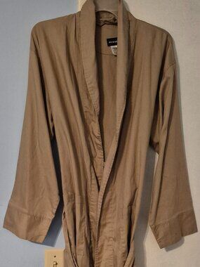 Joe Boxer Lightweight Tan Robe w/Belt Below Knee LS Cotton Poly One Size GC